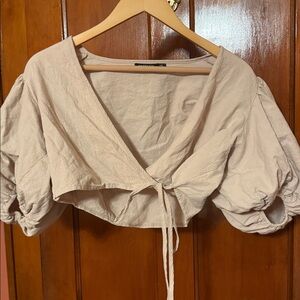 Nasty Gal Cream V-Neck Top